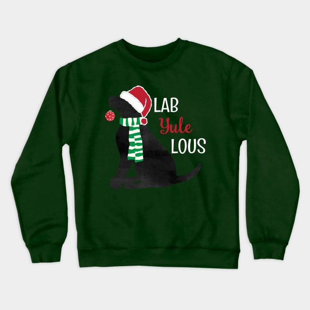 Holiday Black "Lab Yule Lous" Xmas Dog Crewneck Sweatshirt by EMR_Designs